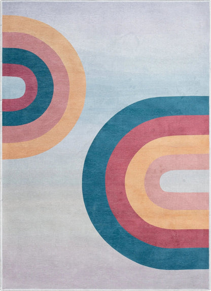 Kaleidoscope Rainbow Modern Multi Color Area Flat-Weave Rug Well Woven