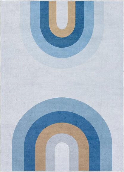 Twilight Rainbow Modern Blue Area Flat-Weave Rug Well Woven