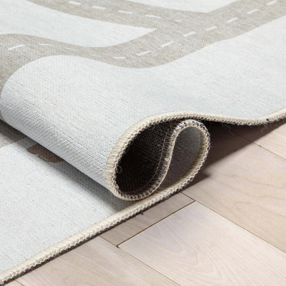 Playful Roads Modern Grey Area Flat-Weave Rug Well Woven