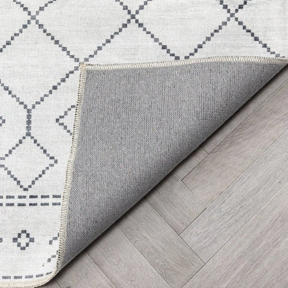 Anastasia Moroccan Trellis Pattern Ivory Grey Area Flat-Weave Rug Well Woven