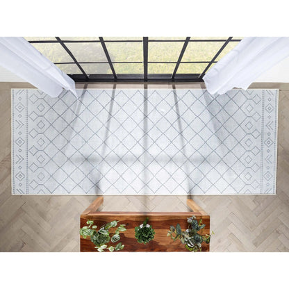 Anastasia Moroccan Trellis Pattern Ivory Grey Area Flat-Weave Rug Well Woven