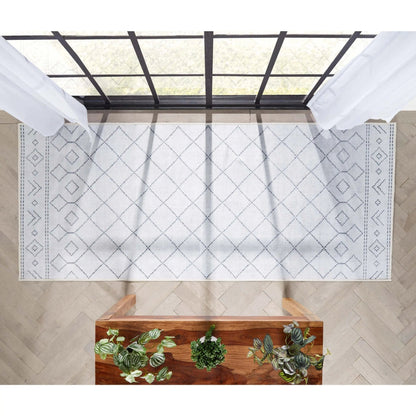 Anastasia Moroccan Trellis Pattern Ivory Grey Area Flat-Weave Rug Well Woven