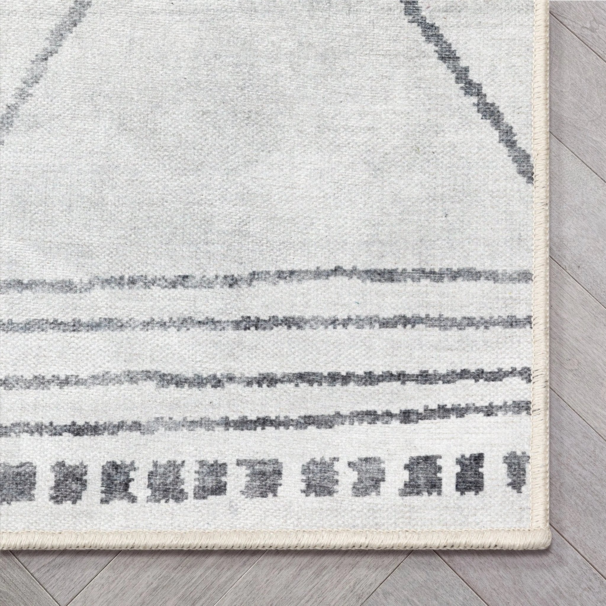 Bryn Moroccan Lattice Trellis Ivory Grey Area Flat-Weave Rug Well Woven
