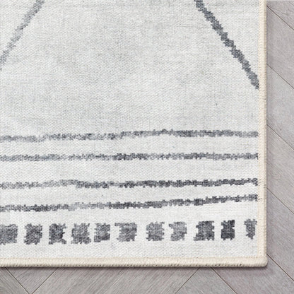 Bryn Moroccan Lattice Trellis Ivory Grey Area Flat-Weave Rug Well Woven