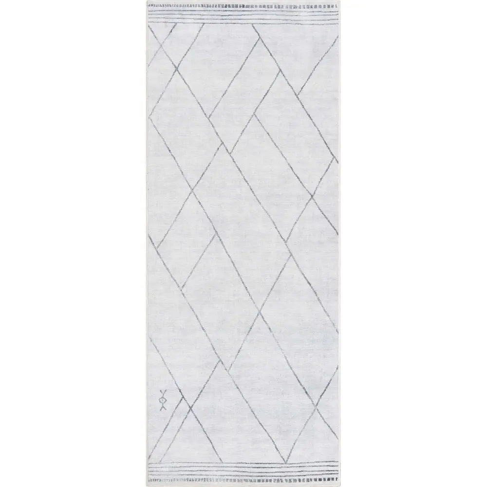 Bryn Moroccan Lattice Trellis Ivory Grey Area Flat-Weave Rug Well Woven