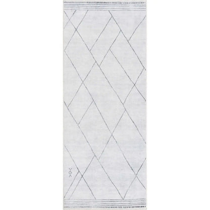 Bryn Moroccan Lattice Trellis Ivory Grey Area Flat-Weave Rug Well Woven