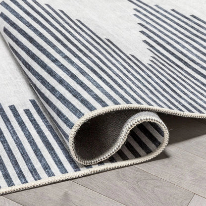 Bree Moroccan Diamond Stripes Ivory Grey Area Flat-Weave Rug Well Woven