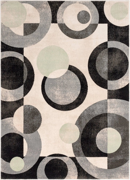 Avi Modern Geometric Grey Green Rug Well Woven